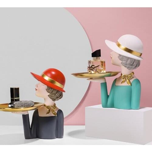 Creative Girl Tray Simple Snacks Fruit Tray Decoration Coffee Table Furnishings Living Room Crafts Sculpture