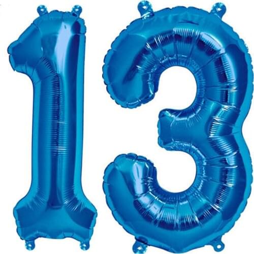 Blue boy 13th BIRTHDAY Gaint foil balloon Girl AGE 13 Bar Mitzvah party decoartions