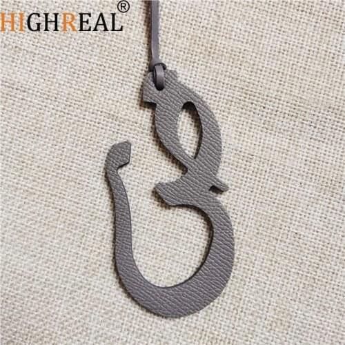 Custom Made Luxury Genuine Natural Leather Character Alphabet Arabic Letter Keychain Backpack Pendant Ladies Women Bag Charm
