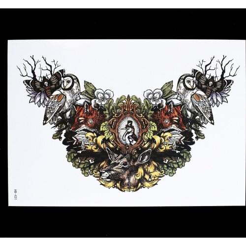 Women Men Tattoo 1pc Waterproof Diy Decal HB431 Grass Bird Deer Picture Design Body Arm Waist Chest Art Temporary Tattoo Sticker