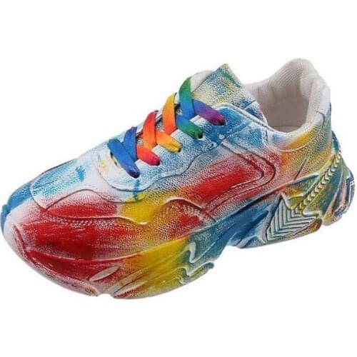 Shoes for Women Sneakers High Quality PU Leather Colorful Graffiti Platform Shoes 2021 New Spring Size 41 Women Shoes