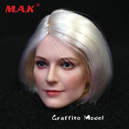 1/6 European Short Sliver Hair Head Sculpt D001A Female Head Sculpt Carving Model for 12'' Female Body Collectible