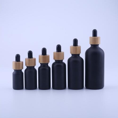 10Pcs Dropper Bottle Tubes Frosted Black Glass Aromatherapy Refillable Bottle For Essential Massage Oil Pipette Container