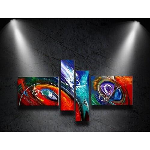 100% Hand-painted Modern Wall Art Abstract Handmade Oil Painting On Canvas Wall Art Picture 4pcs/set Office Room Decoration