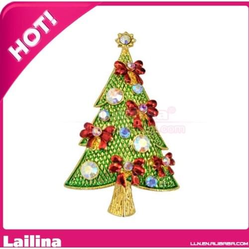 100pcs/lot 100pcs/lot Womens Elegant Christmas Tree Brooches Pin Happy Holiday Spirit Costume Accessories
