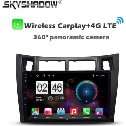 360 Panoramic Camera 6G+128G Android 10.0 Car DVD Player GPS WIFI Bluetooth 5.0 RDS Auto Radio For Toyota Yaris XP90 2005 - 2012