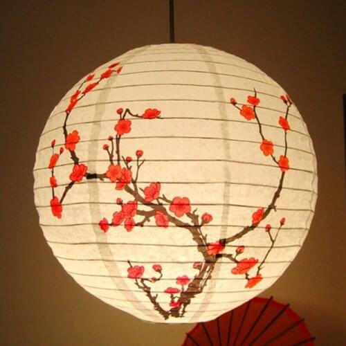 2PC Flower Printed Round Chinese Paper Lantern Japanese Wedding Birthday Party Home Bedroom Decoration Lampion