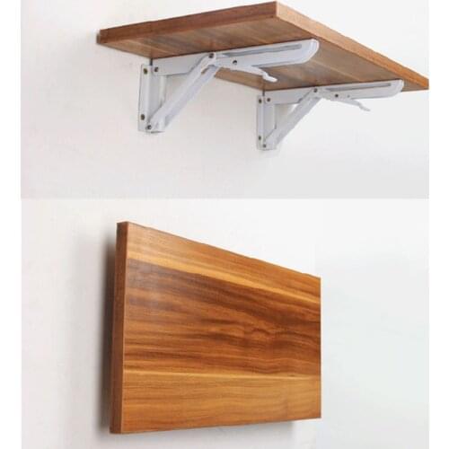 2Pcs Triangle Folding Bracket Adjustable Wall Mounted Table Shelf Heavy Duty Bench Support Furniture Hardware Accessory