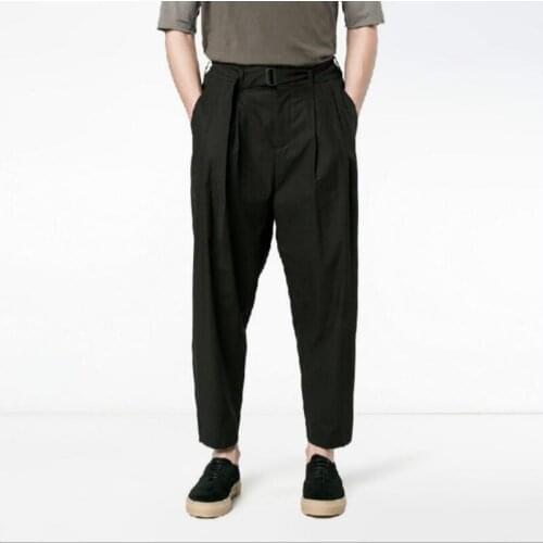 27-44 Mens Loose Harem Pants Hairstylist Tide Personality Belt Fashion Casual Ankle-length Pants Plus Size Clothing 2020 New