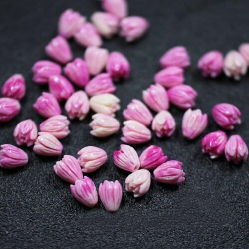 50 PCS 6x9mm Shell Powder Embossed Rose Flower Beads DIY Bracelet Necklace Earrings Accessories For Jewelry Making