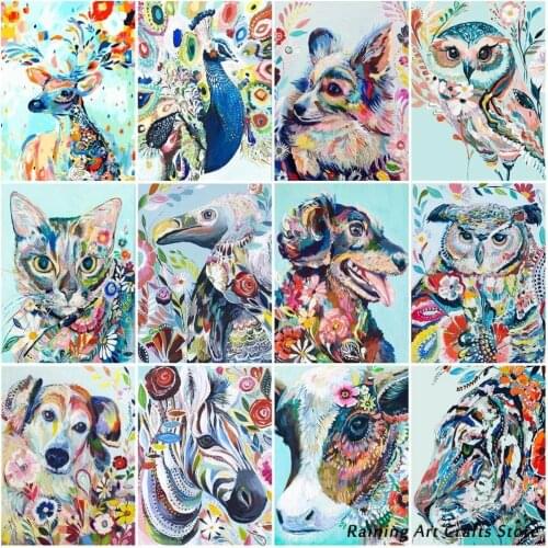 5D Diy Full Square Round Diamond Painting Watercolor Cat Tiger Zebra Owl Embroidery Animal Mosaic Rhinestones Picture Home Decor