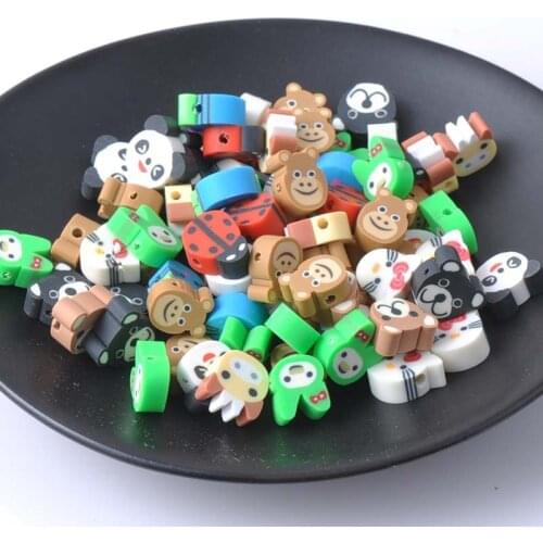 10mm 100pcs Mixed Animal Pattern Clay Spacer beads For jewelry making YKL0055