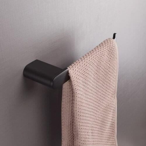 Black 304 Stainless Steel Bathroom Wall Mounted Single Pole Towel Rack Pendant