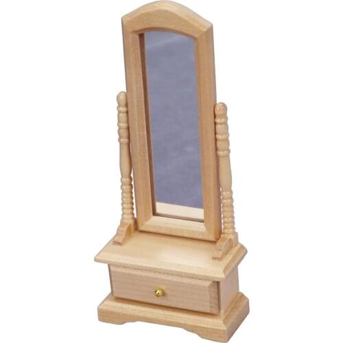 1:12 Wooden Dressing Mirror Simulation Model Baby Doll House Furniture Toys
