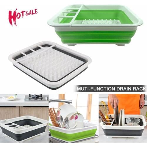 Space-Free Folding Drain Bowl Rack Dish Rack Cutlery Storage Box Collapsible Dish Drainer Cutlery Stand Cup Holder Kitchen Tools