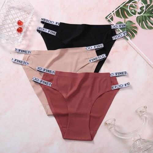 European Cotton Underwear Sexy Letter Panties Fashion Ice Silk Briefs Low Waist Seamless Underpants Female Lingerie G-String