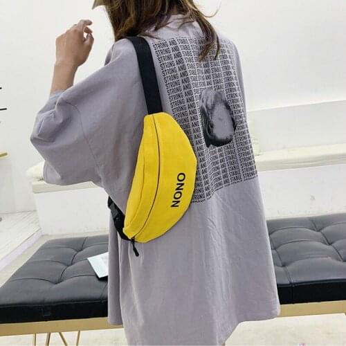 Korean Canvas Waist Bag Women 2020 New Trend Simple Chest Bag Banana Bag Wild Messenger Bag Fahsion Student Bag