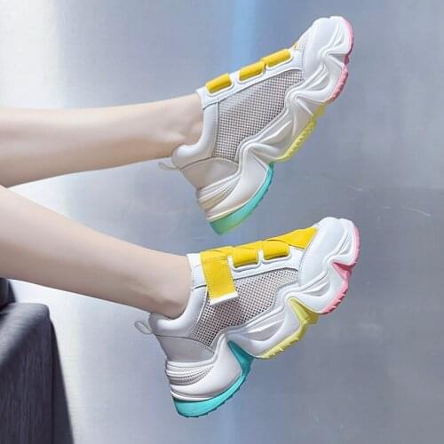 Summer Fashion Running Shoes Lightweight Mesh Breathable Comfortable Thick-soled Ladies Casual Sports Shoes