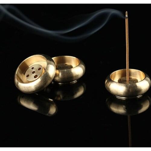 Copper Decorative Incense Burner Home Stick Holder Aromatherapy Craft Exquisite Mini Pressure Relief Vintage Round Collection