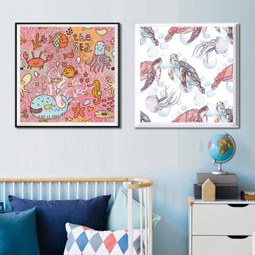 Cartoon Undersea World Canvas Oil Print Painting Poster Wall Pictures For Home Decoration Wall Decor Modern Art Decor Unframed