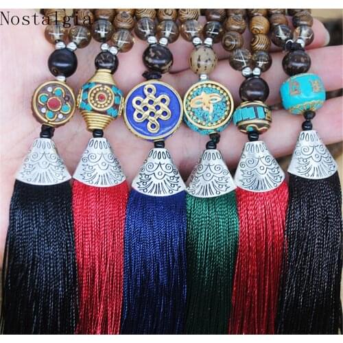 Newest Trendy Original Design Necklace Enthic Style Long Wood Handmade Nepal Beads Tassel Women Necklace Jewelry Gifts Bohemian