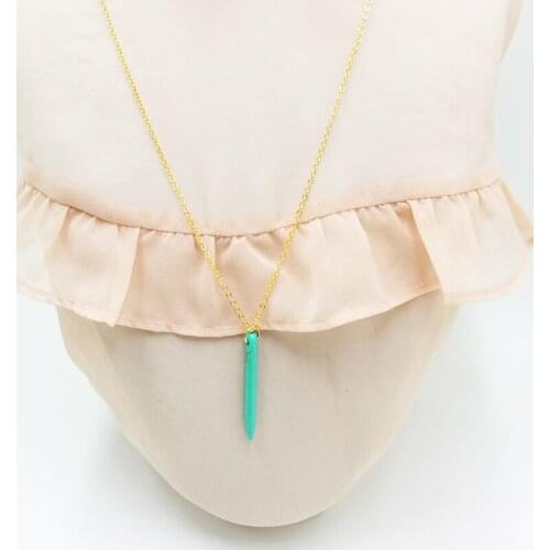 KBJW 2018 New Arrival Simple Delicate Nature Stone Pendant Necklace Cannonball Shape Pendant Sweater Chain Jewelry for Women