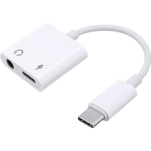 New Type-C Male to Female 3.5mm Headphone Jack Adapter Splitter for Samsung iPhone White USB Port Audio Earphone Cable Charger