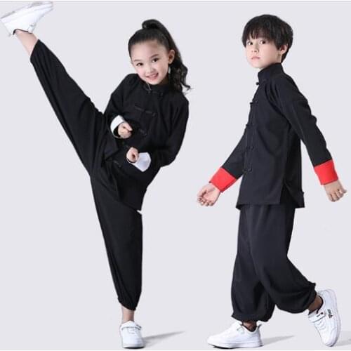 New Wushu Costume Kids Chinese Traditional Style Clothing Performance Tai Chi Kung Fu Uniforms Girls Boys Stage Performance Set