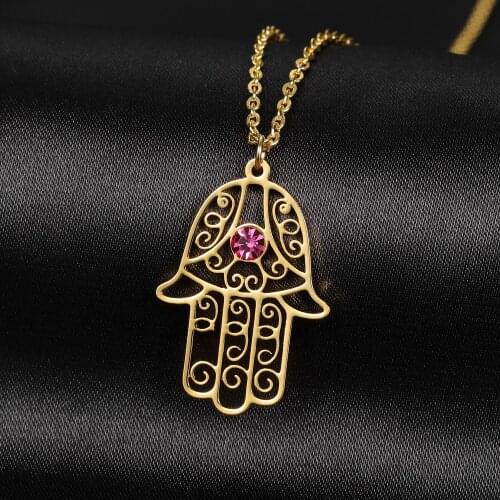 MAIN DE FATMA COLLIER - SAMARA 18KGold Plated Hamsa Hand Necklace Evil Eye Fatmas Hand Hand of Fatma Boho Jewelry Luck Necklace
