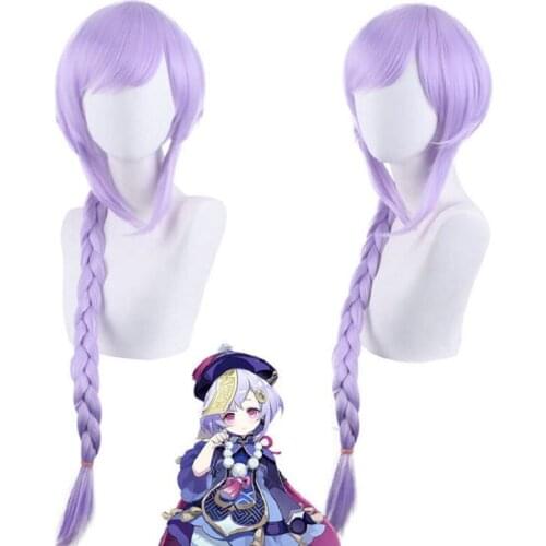 Game Genshin Impact Cosplay Qiqi wig Qiqi 60cm light purple Braid hair for women party Genshin Impact Qiqi Cosplay wigs