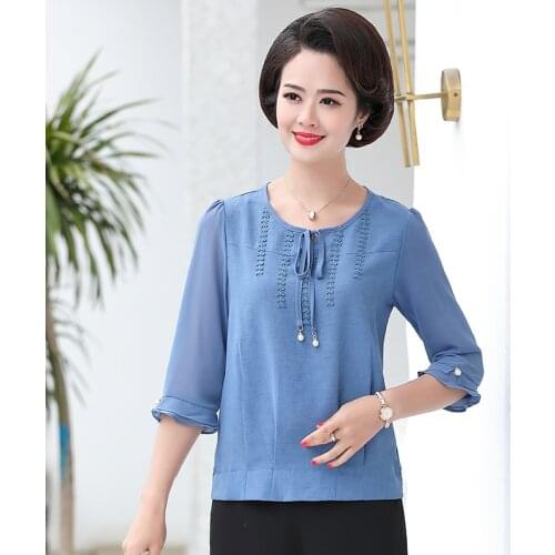 Half Sleeve Solid Chiffon Shirt Female O-neck Large Size Loose Stitching Lotus Leaf Sleeve Thin Blouse Women Spring Summer 4XL