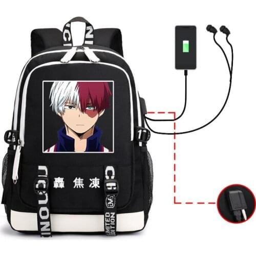 Shoto Todoroki Backpack MHA Cosplay My Hero Academia Anime Bags Shcoolbag USB Large Capacity Shoulderbag For Teenagers 2021 New