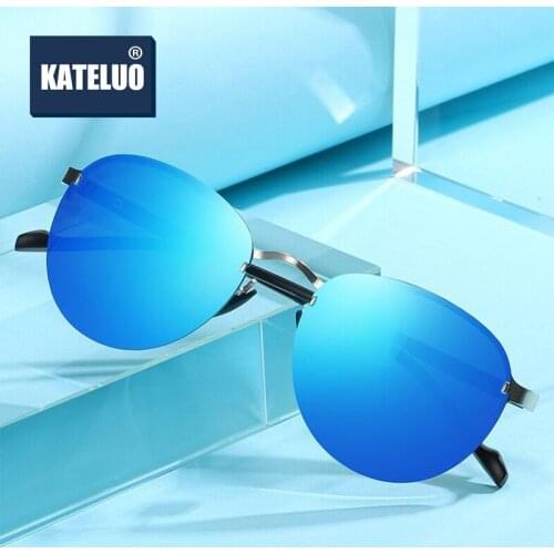 KATELUO Aluminum Mens Polarized Sunglasses UV400 Lens Brand Design Rimless Sun glasses Coating Mirror Glasses for Men H593