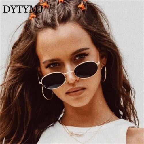 DYTYMJ Metal Sunglasses Women Retro Round Sunglasses Women Oval Sun Glasses for Men Vintage Luxury Designer Lentes De Sol Mujer