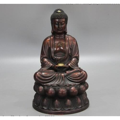 Tibetan Bronzer Copper Buddhism Fane Sakyamuni Tathagata Buddha Hold Bowl Statue