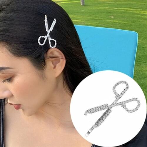 Scissors Shape Hair Clip Rhinestone Hair Pin Hair Barrette For Women Lady Girls Hair Accessories Decorations