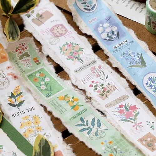 Vintage Flower Letter Plant Washi Paper Sticker Package DIY Diary Journal Decoration Label Sticker Album Scrapbooking