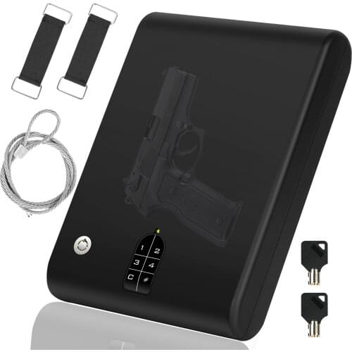 Electronic Password Lock Safe Box Pistol Gun Valuables Jewelry Box Solid Steel Portable Electronic Password Security Box