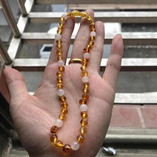 Yoowei Baby Teething Amber Necklace Genuine Original Beads Safety Kid Gift 100% Real Baltic Natural Amber Baby Jewelry Wholesale