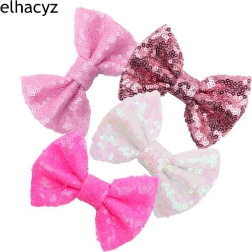 12pcs/lot 4" Glitter Messy Patchwork Sequin Bows Clips Hair Bow with/without Clips Valentines Day Hair Clips Hair Accessories
