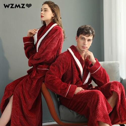 Women Couples Sleepwear Patchwork Robe Double-sided Thick Bathrobe Female Winter Warm Pijama Soft Flannel Robes kimono Dresses