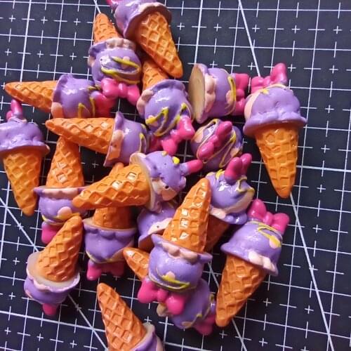 1pcs/lot resin purple scoop of ice cream cone 31mm Cabochons Hair Bow Center Card Frame Making Craft DIY