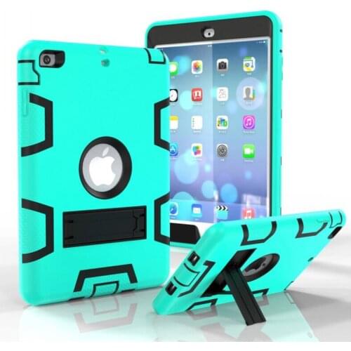 3-in-1 Dual Layers PC+TPU Shock Proof Tablet PC Cases for iPad mini 1/2/3 Contrast color Tablet Cases with Kickstand Function