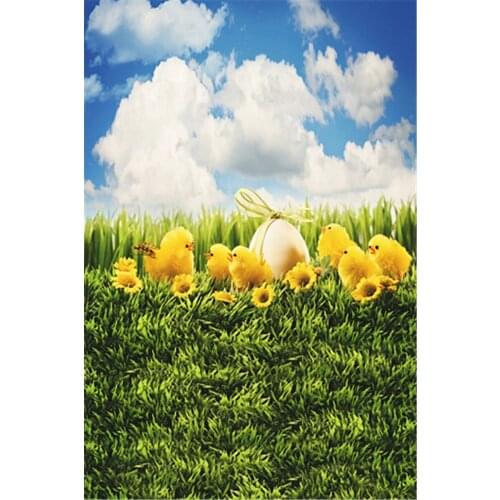 3x5ft Hot Sale Spring Grass Easter Eggs Nature Blue Sky Photography Background Studio Photo Prop Custom Photographic Backdrop