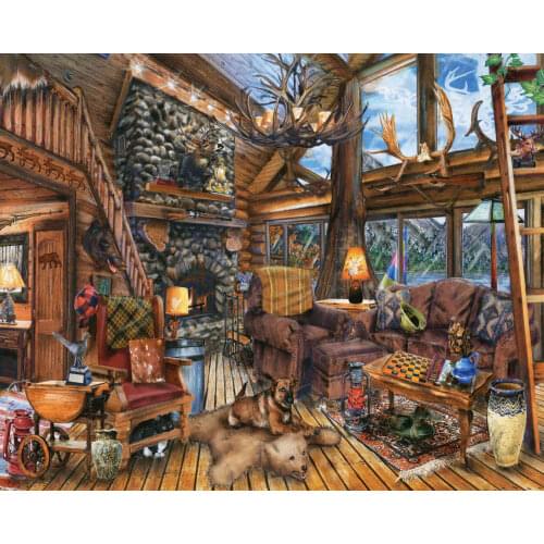 JMINE Div 5D Hunting Dog house Full Diamond Painting cross stitch kits art High Quality Scenic 3D paint by diamonds