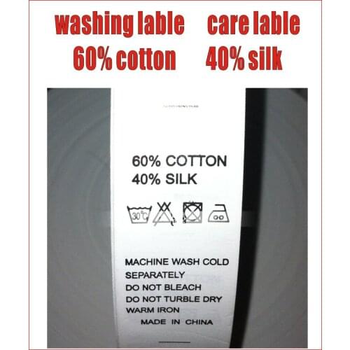 Free shipping clothes tags label,3000pcs/lot,silk printed washing lable ,60% cotton 40%silk printed mark label, care label