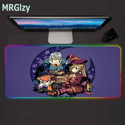 Witch anime rgb lighting large mouse pad game console gaming mousepad computer mouse mat keyboard table mat 90X40CM / 30X60CM