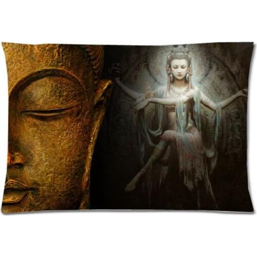 Buddha Two Side Pillow Cover Decorative Pillow Case Polyester Pillow Slip Rectangle Pillowcase 20*30 Inch