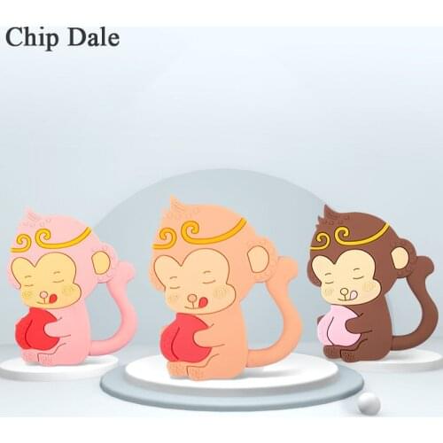 Chip Dale 1pcs BPA Free Animals Silicone Teethers Food Grade Cartoon Monkey Tiny Rod Rodents Teething Necklace Baby Shower Gifts