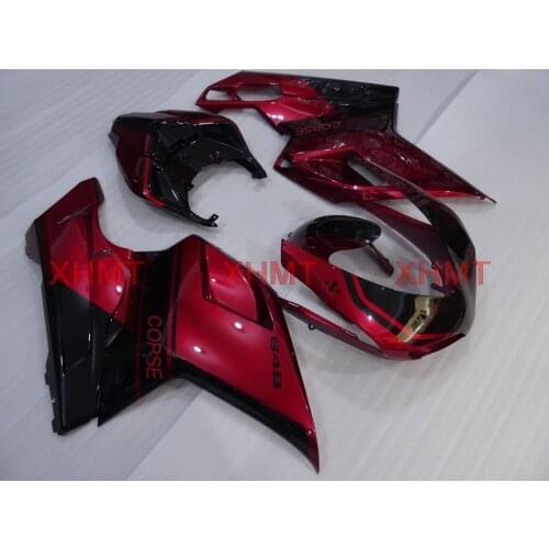 For DUCATI 1098 2007 - 2011 Plastic Fairings 1198 2010 Plastic Fairings 848 2009 Black Dark Red Abs Fairing